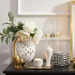 Scalloped Edge Brass Beaded Glass Decorative Tray, 9x5 5 Scalloped Edge Brass Beaded Glass Decorative Tray, 9x5 -Home Decoration Sales Shop scalloped edge brass beaded glass decorative tray 9x5 2