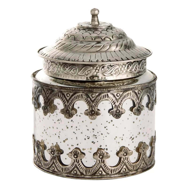Silver Antique Mercury Jar, 7" 3 Silver Antique Mercury Jar, 7"