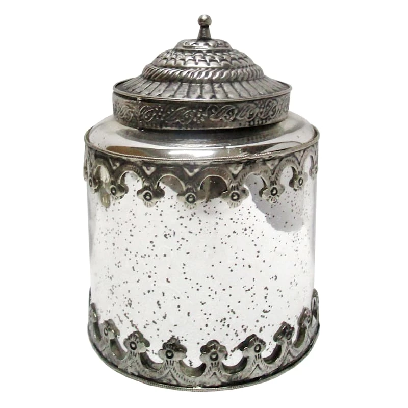 Silver Antique Mercury Jar, 8.5" 3 Silver Antique Mercury Jar, 8.5"