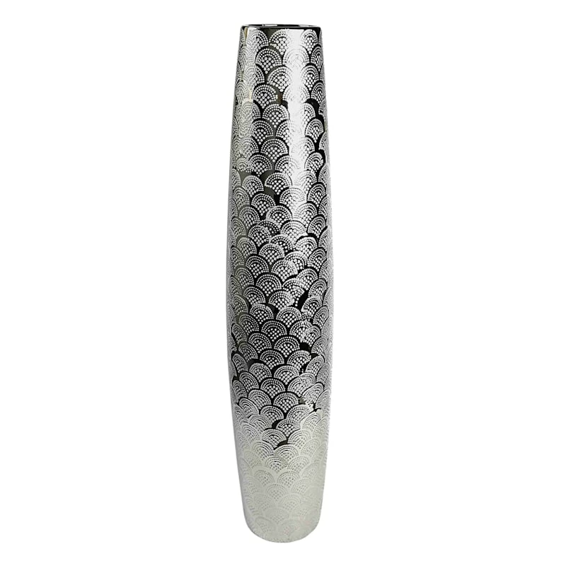Silver Ceramic Vase, 30" 3 Silver Ceramic Vase, 30"