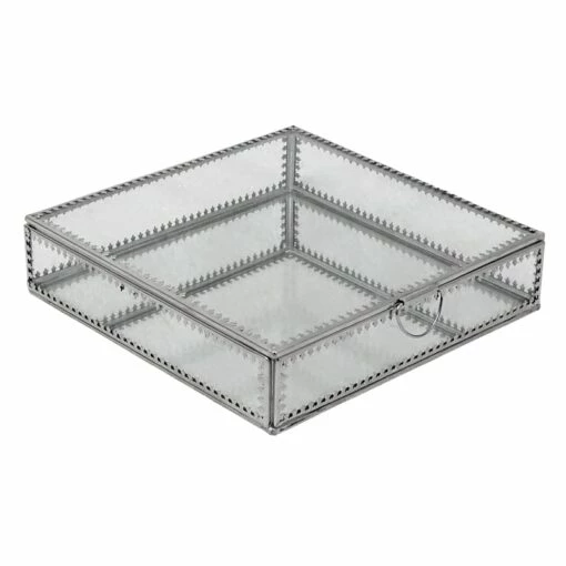 Silver Glass Box, 8" -Home Decoration Sales Shop silver glass box 8