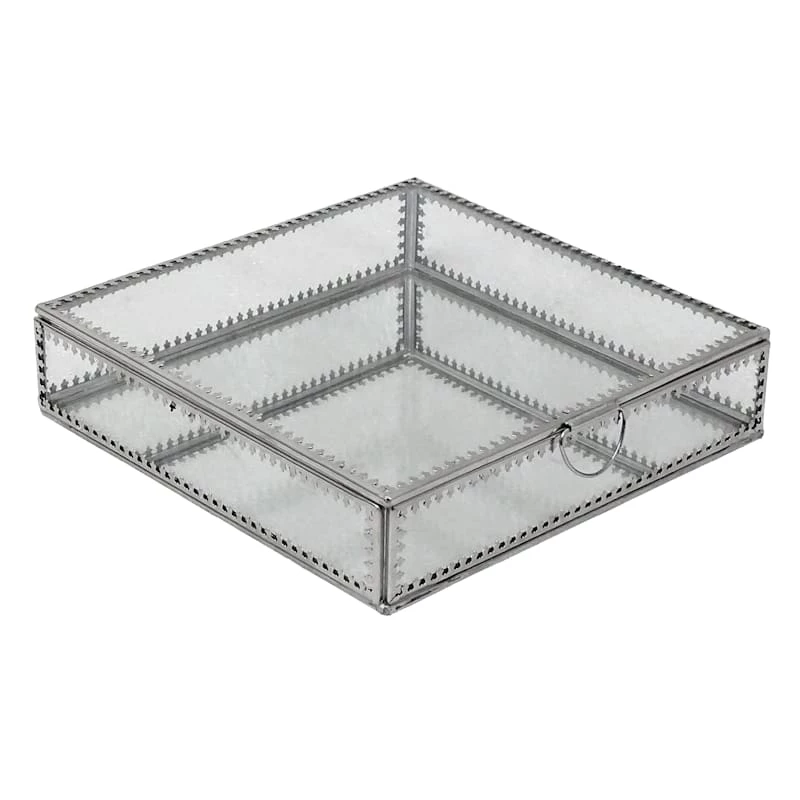 Silver Glass Box, 8" 3 Silver Glass Box, 8"