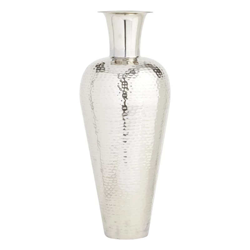 Silver Metal Floor Vase, 30" 3 Silver Metal Floor Vase, 30"