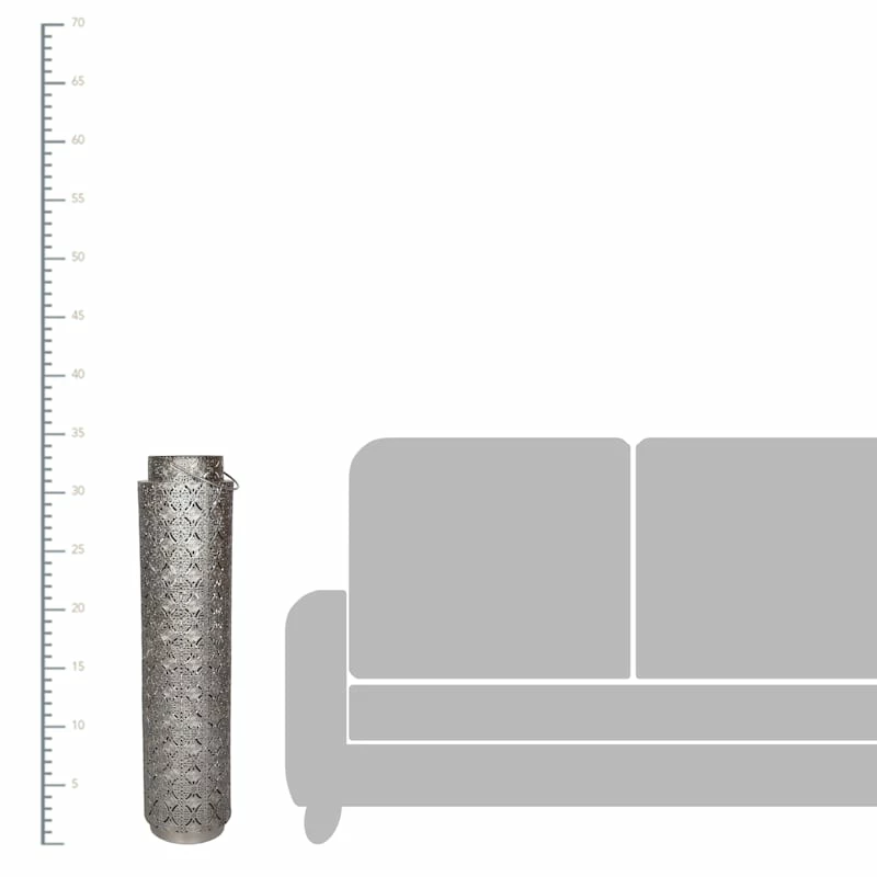 Silver Metal Lantern, 33" 4 Silver Metal Lantern, 33" - Image 2