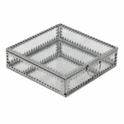 Silver Metallic Glass Box, 5"