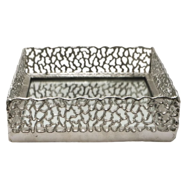 Silver Mirror Decorative Tray, 11" 3 Silver Mirror Decorative Tray, 11"