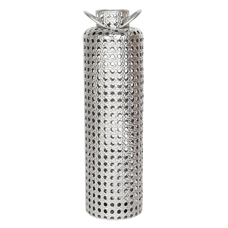 Silver Punched Metal Lantern, 24" 3 Silver Punched Metal Lantern, 24"
