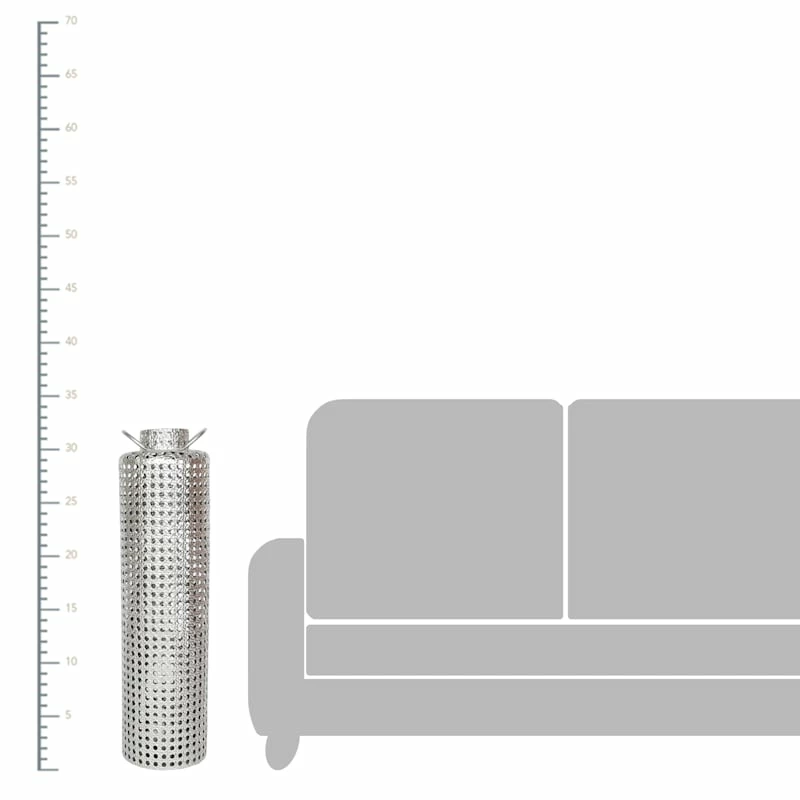 Silver Punched Metal Lantern, 32" 4 Silver Punched Metal Lantern, 32" - Image 2