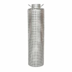 Silver Punched Metal Lantern, 32"