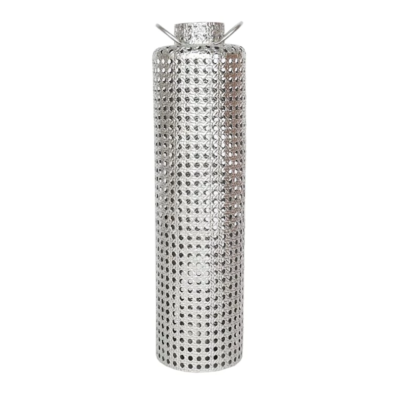 Silver Punched Metal Lantern, 32" 3 Silver Punched Metal Lantern, 32"