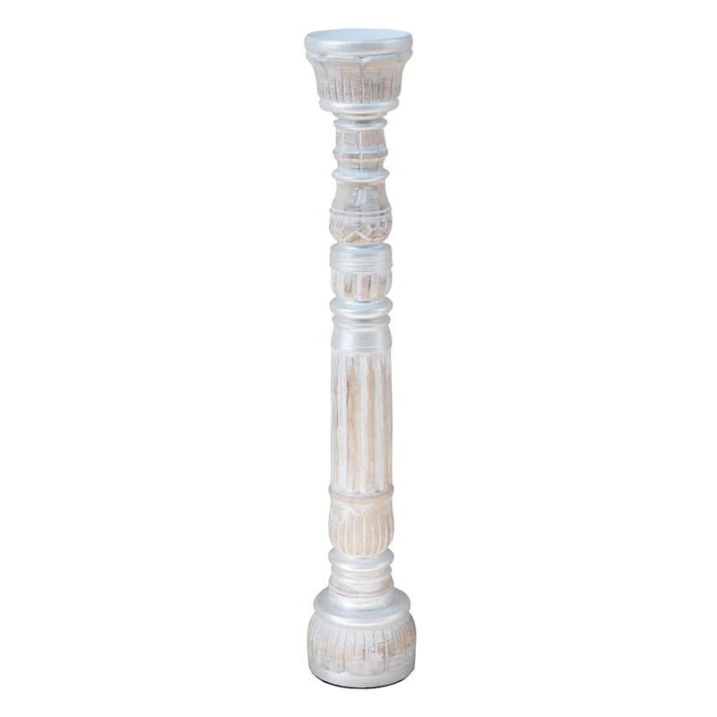 Silver Wood Candle Holder, 31" 3 Silver Wood Candle Holder, 31"