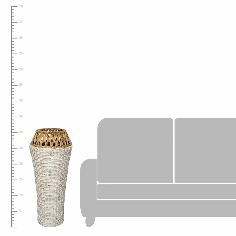 Tall White Woven Vase, 31" 4 Tall White Woven Vase, 31" - Image 2
