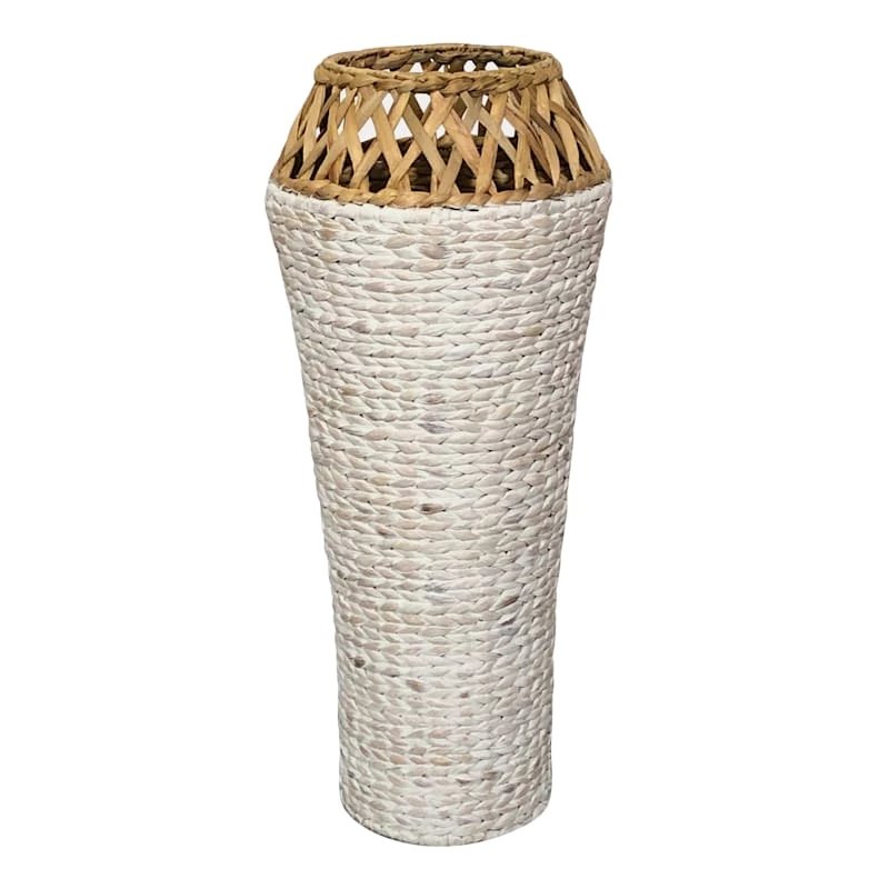 Tall White Woven Vase, 31" 3 Tall White Woven Vase, 31"