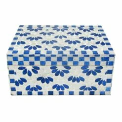 Tracey Boyd Blue Floral Mosaic Box Decor, 8x5