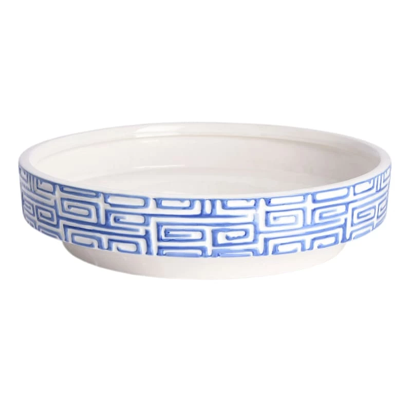 Tracey Boyd Blue Greek Key Ceramic Bowl, 12x3 3 Tracey Boyd Blue Greek Key Ceramic Bowl, 12x3