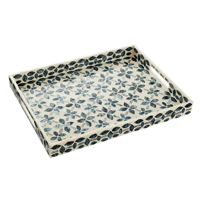 Tracey Boyd Blue Mosaic Patterned Decorative Tray, 16x12 2 Tracey Boyd Blue Mosaic Patterned Decorative Tray, 16x12
