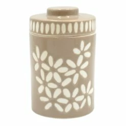 Tracey Boyd Brown Floral Ceramic Jar, 6"