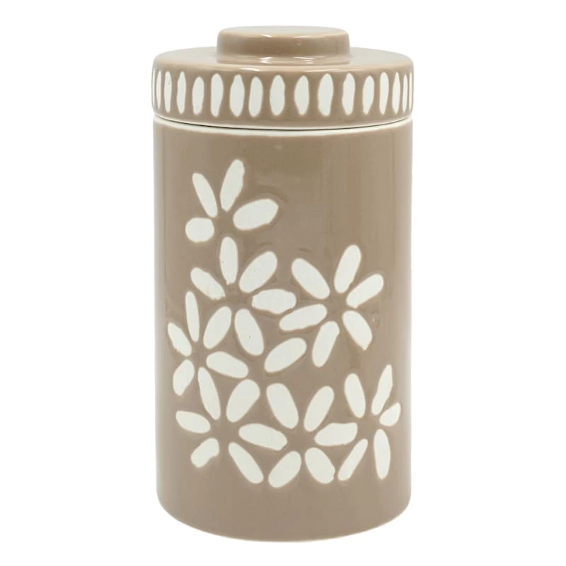Tracey Boyd Brown Floral Ceramic Jar, 8" 3 Tracey Boyd Brown Floral Ceramic Jar, 8"