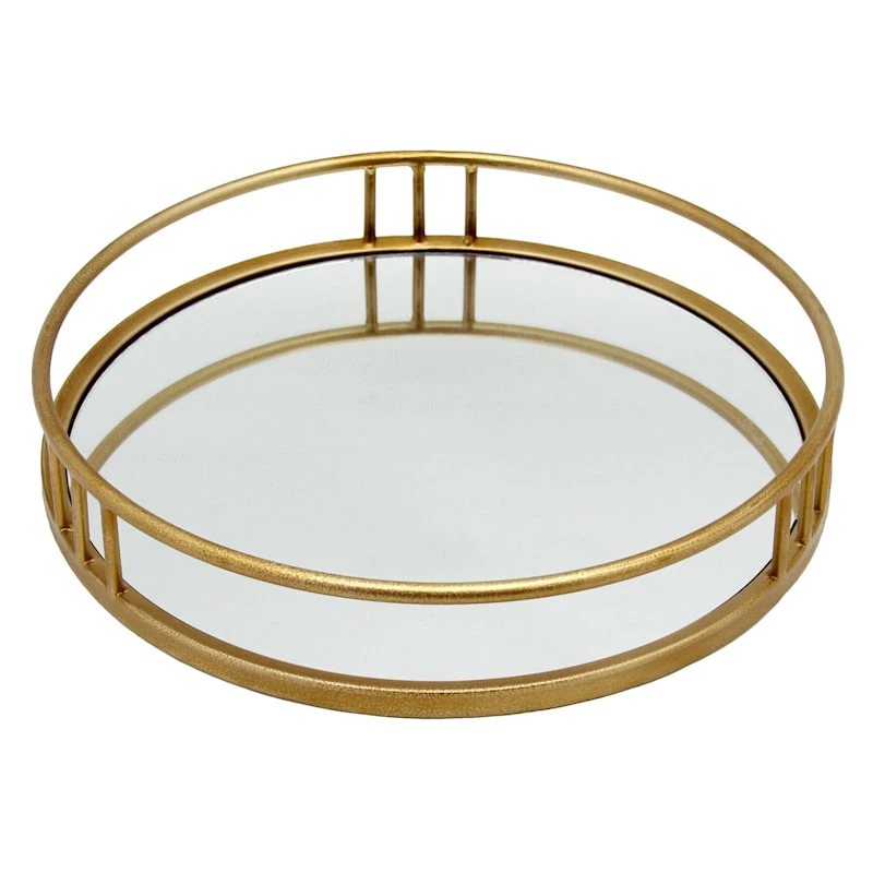 Tracey Boyd Gold Metal Decorative Tray, 14" 3 Tracey Boyd Gold Metal Decorative Tray, 14"