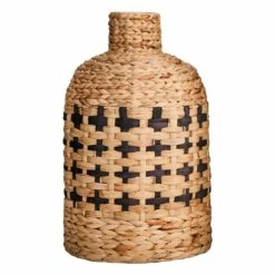 Tracey Boyd Natural & Black Wicker Woven Bottle Vase, 24"