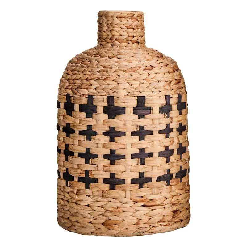 Tracey Boyd Natural & Black Wicker Woven Bottle Vase, 24" 3 Tracey Boyd Natural & Black Wicker Woven Bottle Vase, 24"
