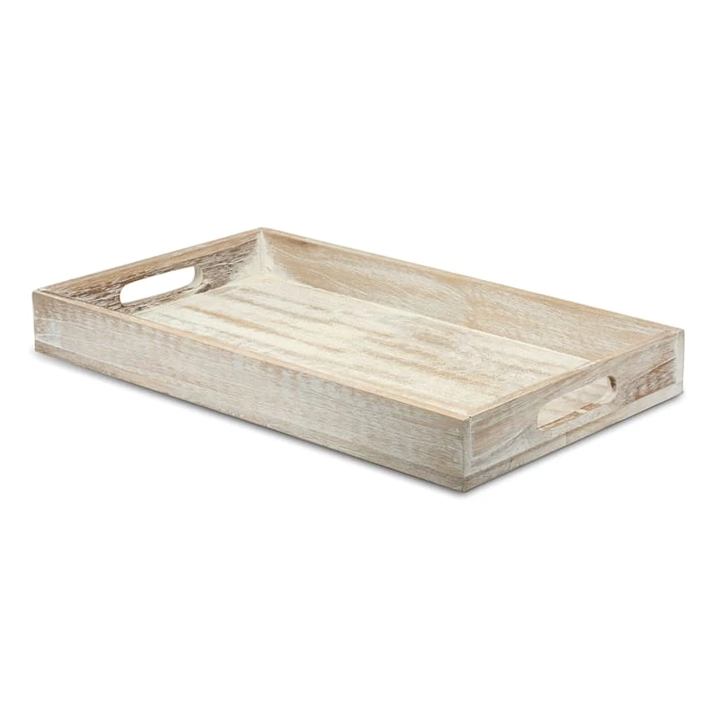 Tracey Boyd White Rustic Wooden Tray, Large 3 Tracey Boyd White Rustic Wooden Tray, Large
