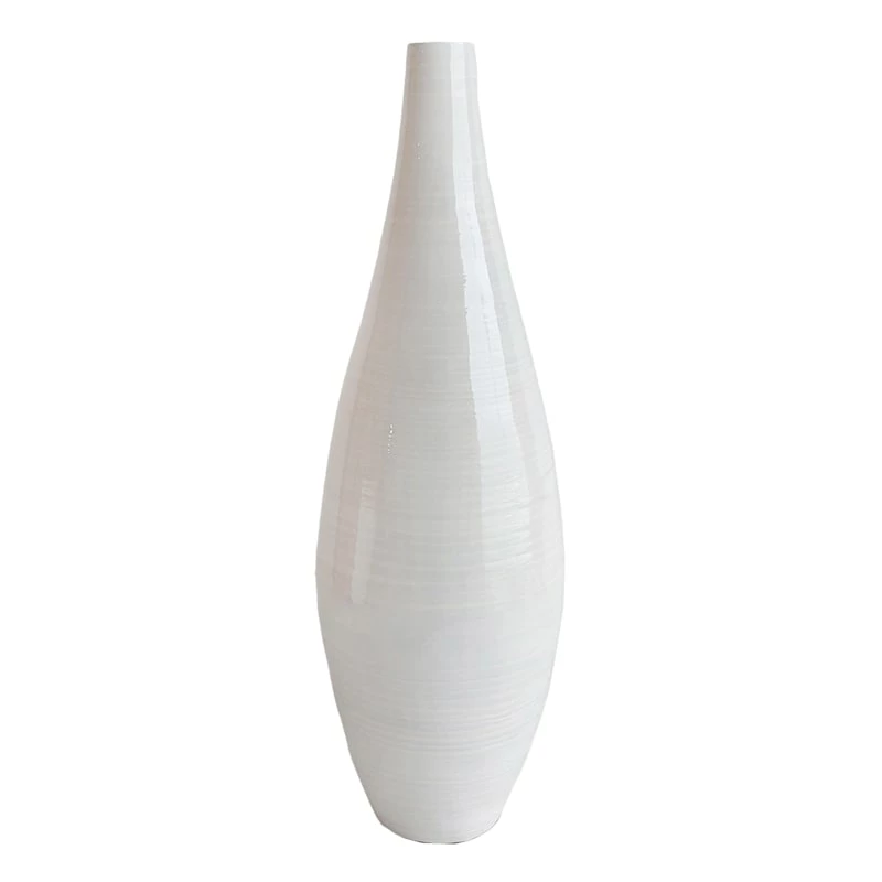 White Bamboo Vase, 29" 3 White Bamboo Vase, 29"