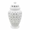 White Ceramic Cutout Canister, 11" 1 White Ceramic Cutout Canister, 11" -Home Decoration Sales Shop white ceramic cutout canister 11