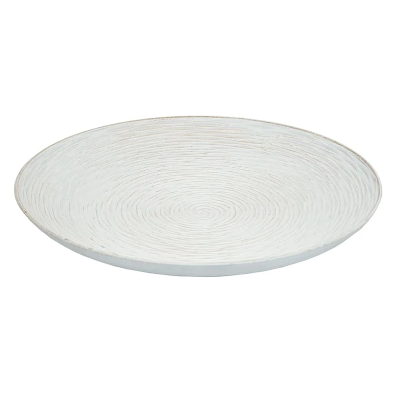 White Faux Wood Carved Tray, 16" 3 White Faux Wood Carved Tray, 16"