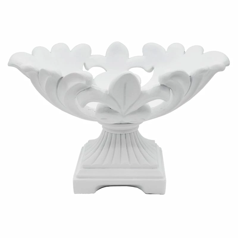 White Fleur-de-lis Cutout Decorative Bowl, 8" 3 White Fleur-de-lis Cutout Decorative Bowl, 8"