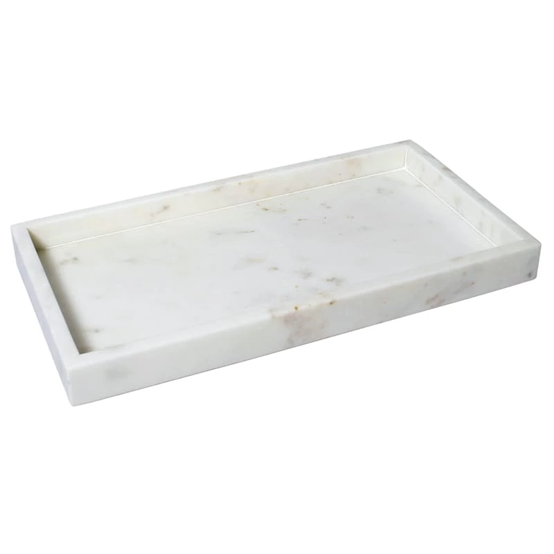 White Marbled Tray, 15x7 3 White Marbled Tray, 15x7