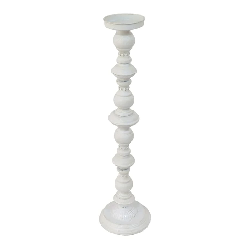 White Metal Candle Holder, 30" 3 White Metal Candle Holder, 30"