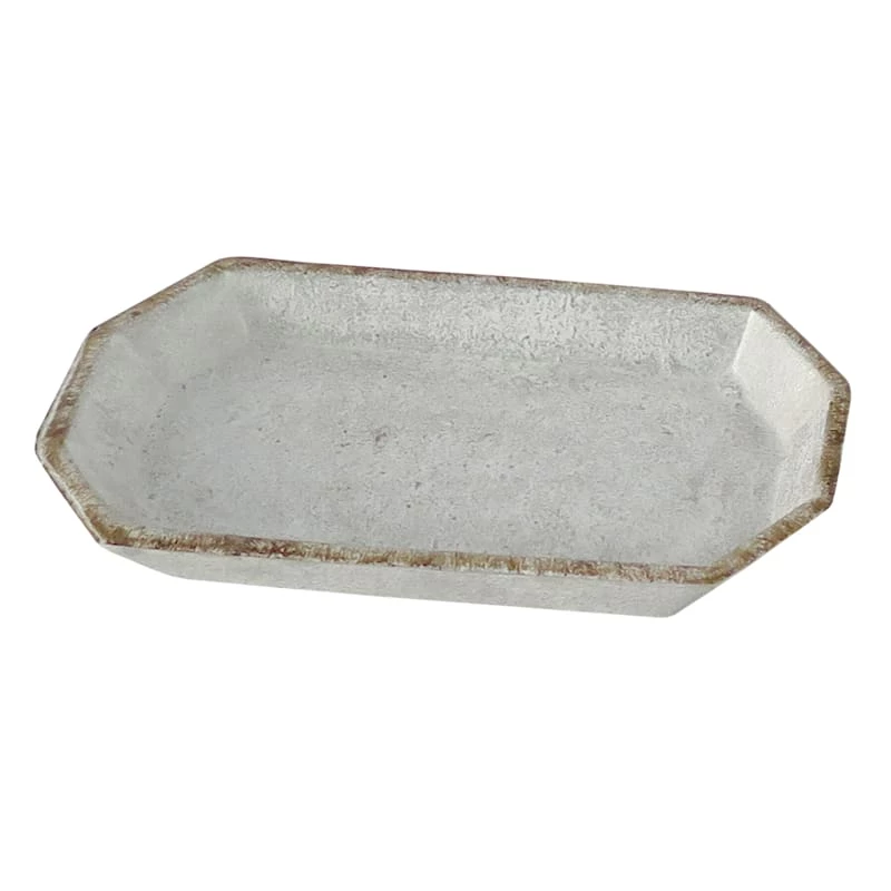 White Metal Trinket Tray, 8x4 3 White Metal Trinket Tray, 8x4