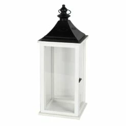 White Metal & Wood Lantern, 29"