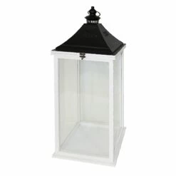 White Metal & Wood Lantern, 34"