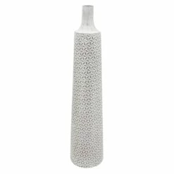 White Patterned Bottle Floor Vase, 36"