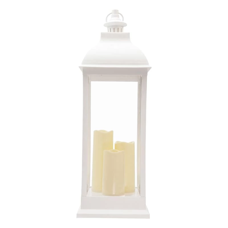White Pre-Lit LED Floor Lantern, 28" 4 White Pre-Lit LED Floor Lantern, 28" - Image 2