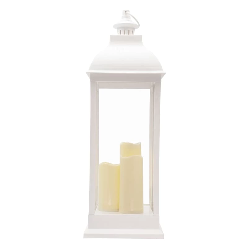 White Pre-Lit LED Floor Lantern, 28" 5 White Pre-Lit LED Floor Lantern, 28" - Image 3