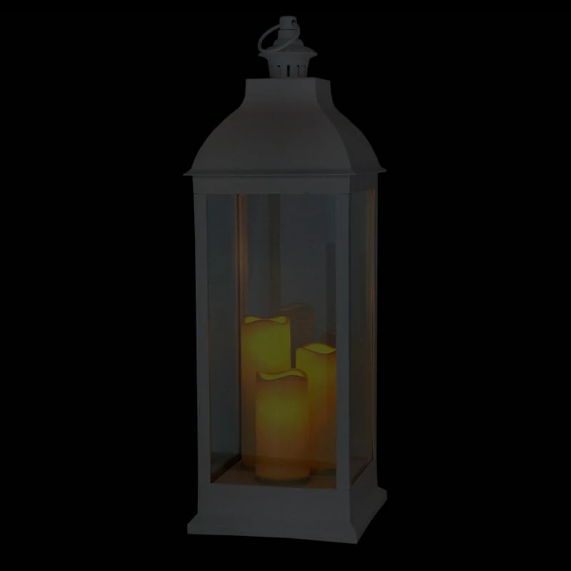 White Pre-Lit LED Floor Lantern, 28" 6 White Pre-Lit LED Floor Lantern, 28" - Image 4