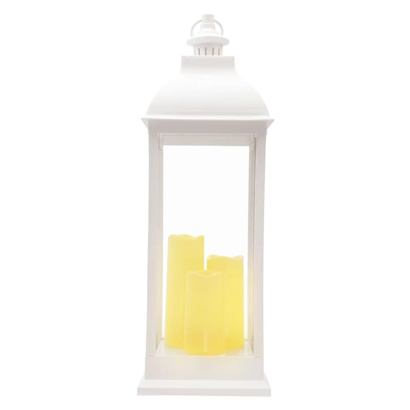 White Pre-Lit LED Floor Lantern, 28" 7 White Pre-Lit LED Floor Lantern, 28" - Image 5
