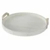 White Round Wooden Decorative Tray, 21"