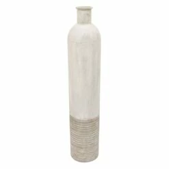 White Taupe Metal Floor Vase, 36"