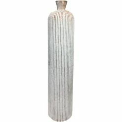 White Washed Linear Floor Vase, 42"