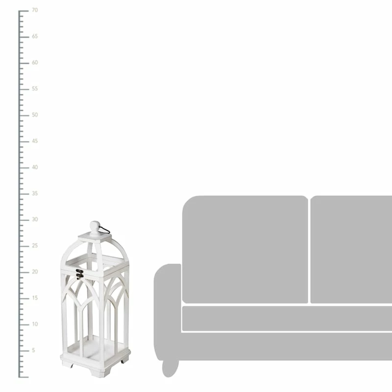 White Wood Lantern, 30" 4 White Wood Lantern, 30" - Image 2