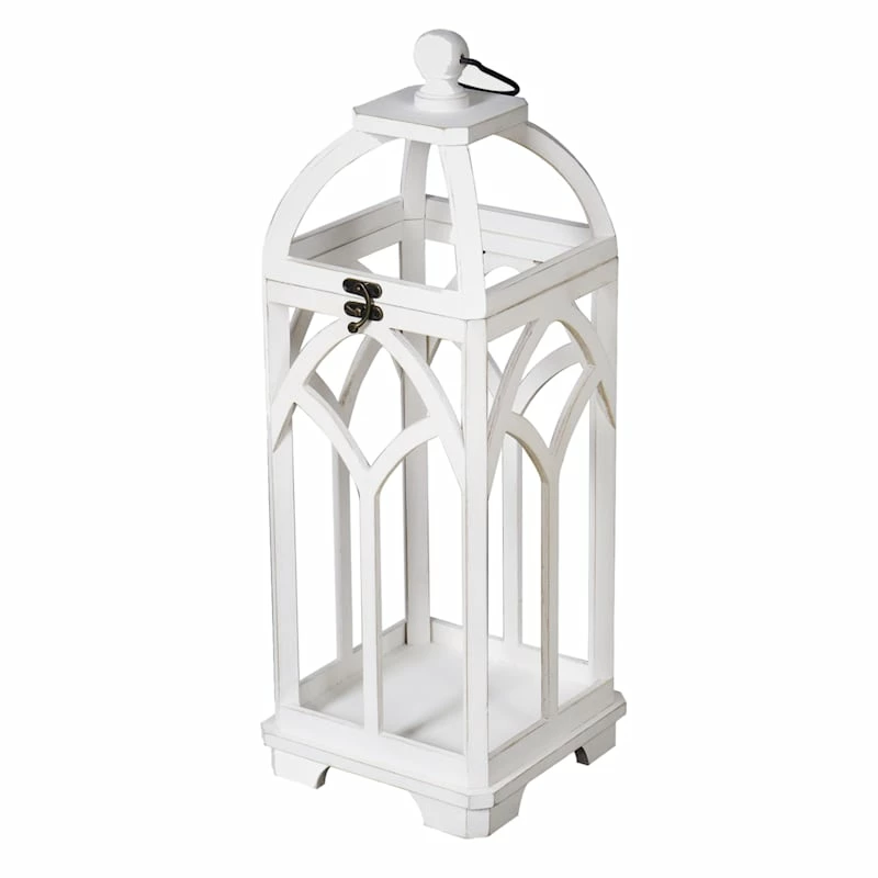 White Wood Lantern, 30" 3 White Wood Lantern, 30"
