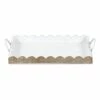 White Wood Rectangular Tray With Metal Handles, Large 2 White Wood Rectangular Tray With Metal Handles, Large -Home Decoration Sales Shop white wood rectangular tray with metal handles large