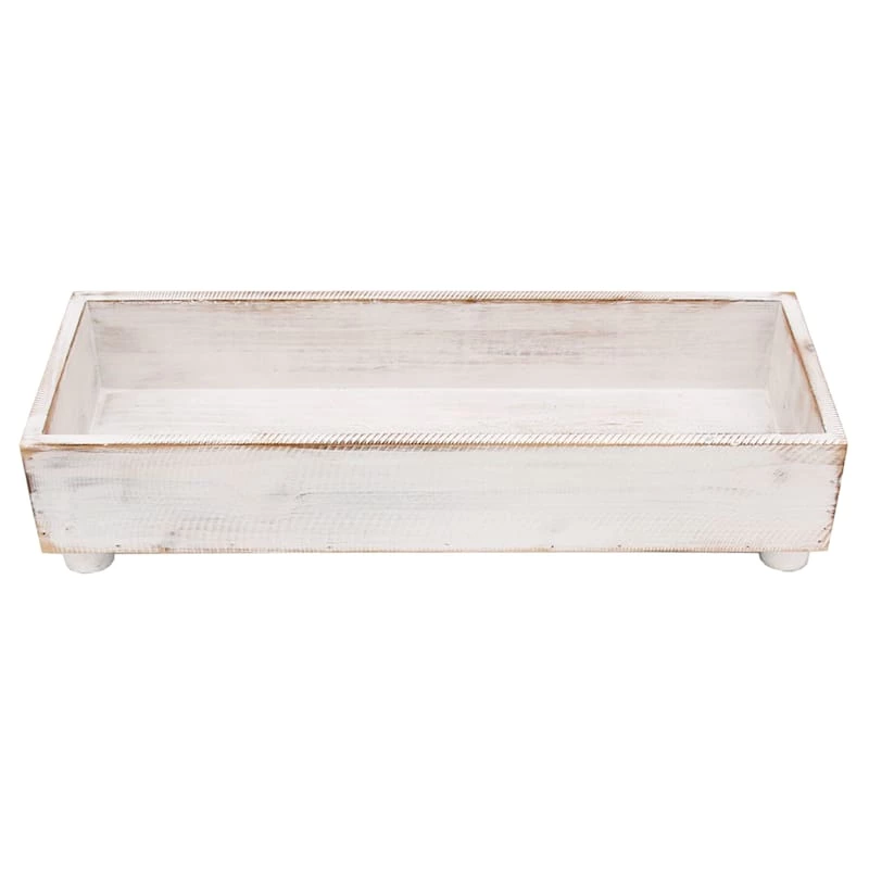White Wood Tray, 19x7 3 White Wood Tray, 19x7