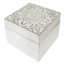 White Wooden Deco Box, 4"