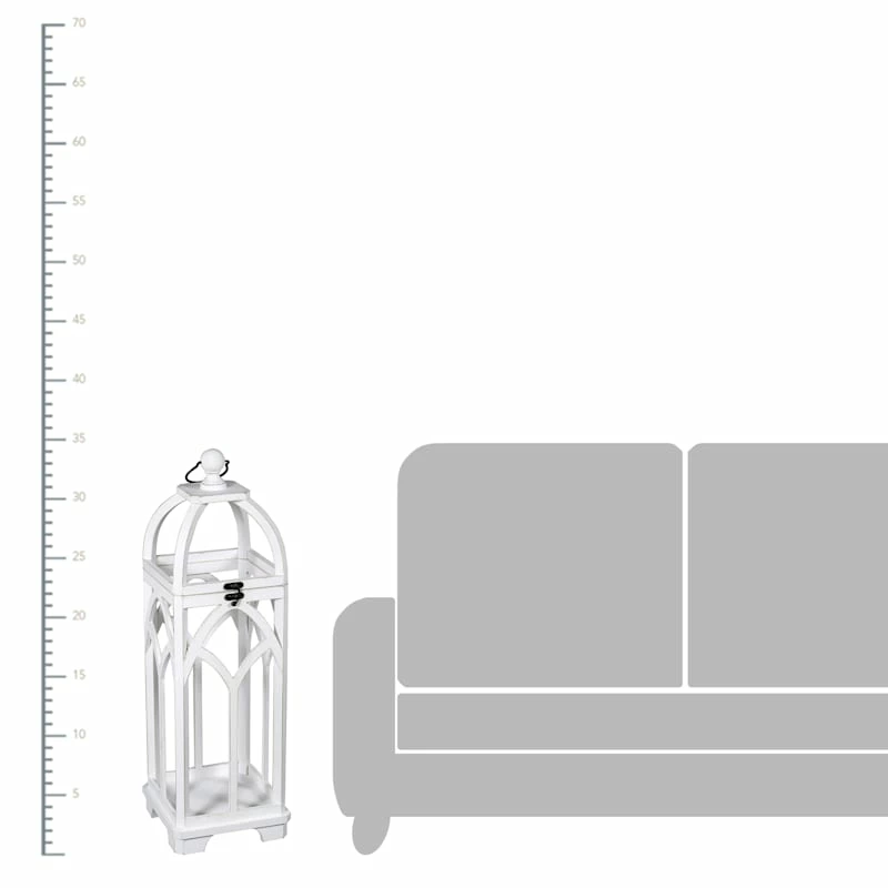 White Wooden Lantern, 34" 4 White Wooden Lantern, 34" - Image 2