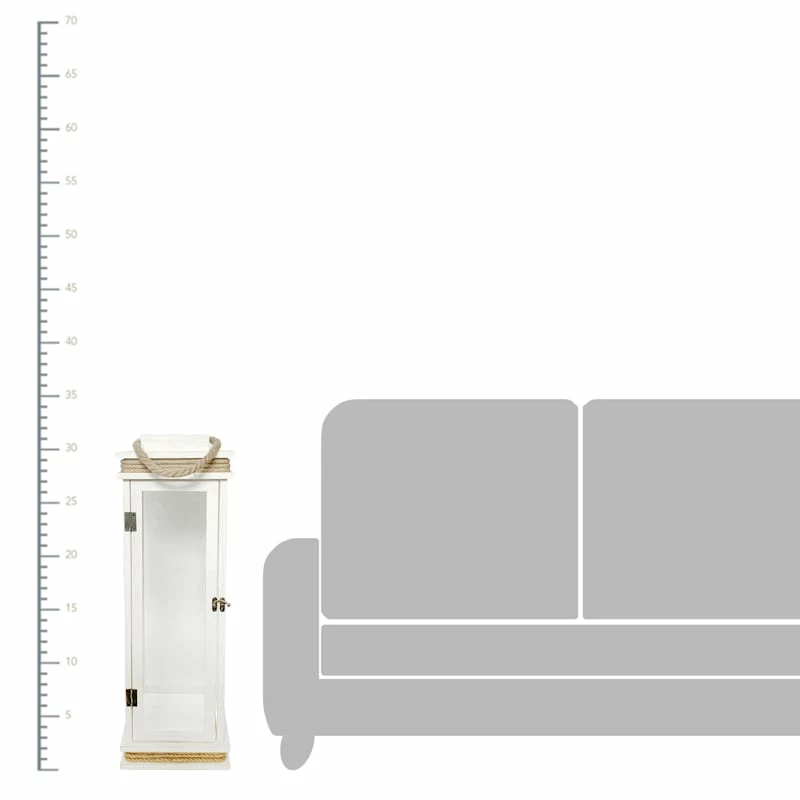 White Wooden Lantern With Rope Handle, 32" 4 White Wooden Lantern With Rope Handle, 32" - Image 2